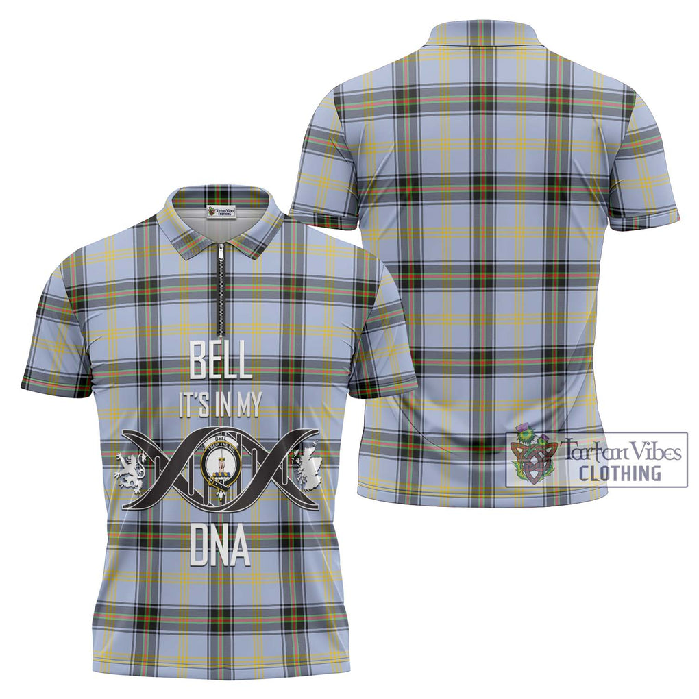 Bell of the Borders Tartan Zipper Polo Shirt with Family Crest DNA In Me Style Unisex - Tartanvibesclothing Shop