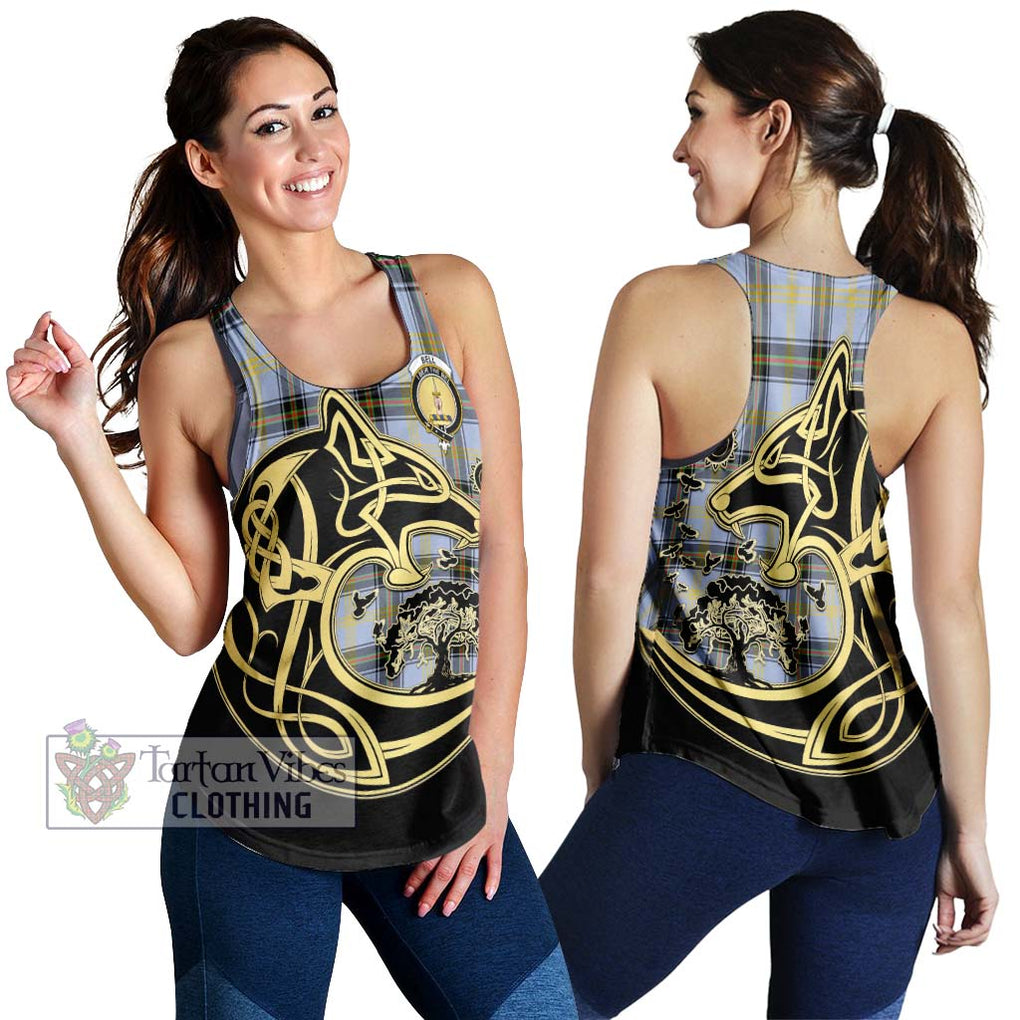 Bell of the Borders Tartan Women's Racerback Tanks with Family Crest Celtic Wolf Style 4XL - Tartan Vibes Clothing