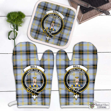 Bell of the Borders Tartan Combo Oven Mitt & Pot-Holder with Family Crest Combo 1 Oven Mitt & 1 Pot-Holder White - Tartan Vibes Clothing