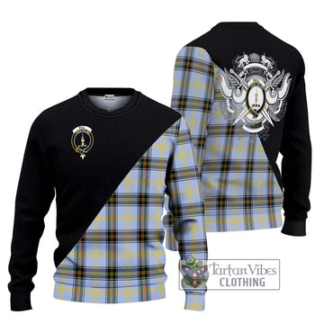 Bell of the Borders Tartan Knitted Sweater with Family Crest and Military Logo Style Unisex - Tartanvibesclothing Shop