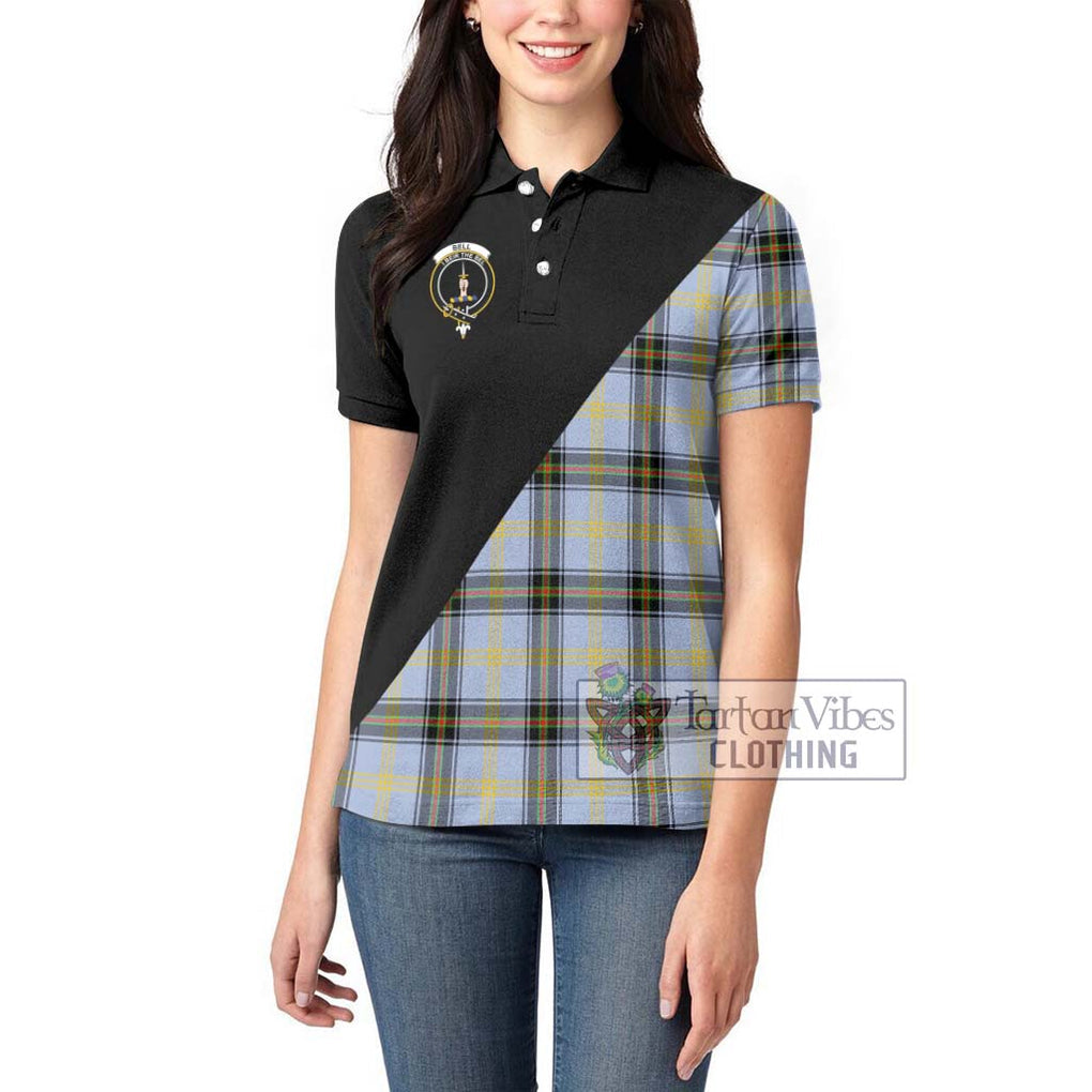 Bell of the Borders Tartan Women's Polo Shirt with Family Crest and Military Logo Style - Tartanvibesclothing Shop