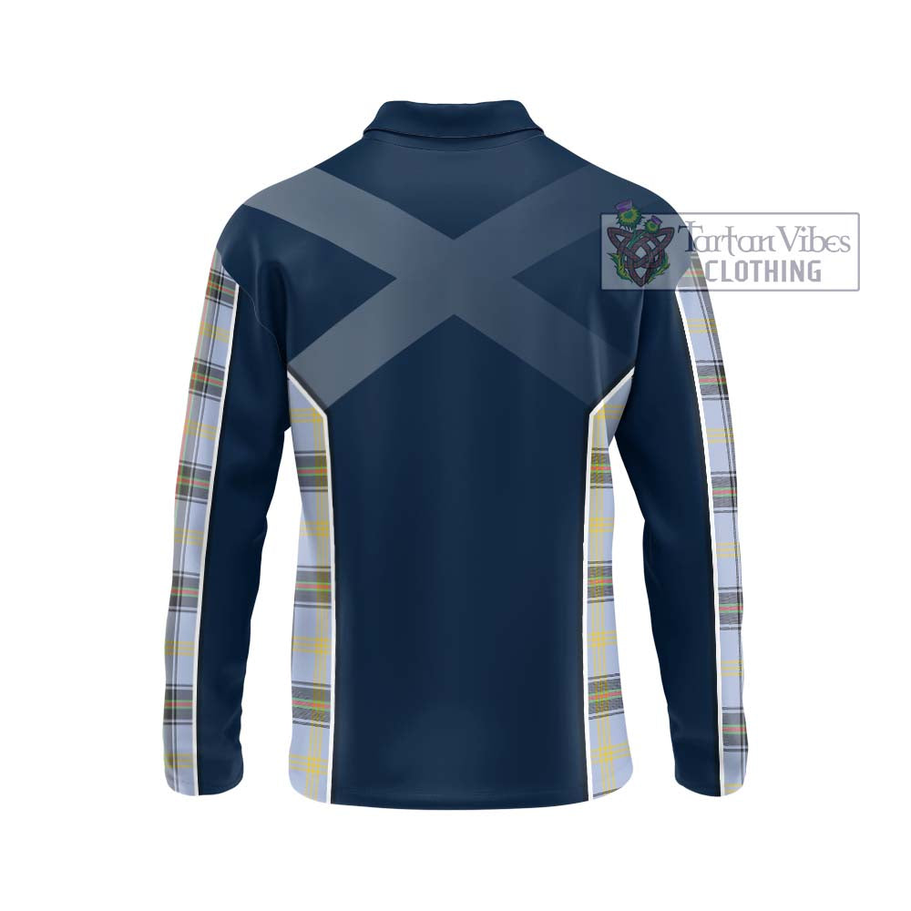 Bell of the Borders Tartan Long Sleeve Polo Shirt with Family Crest and Lion Rampant Vibes Sport Style - Tartan Vibes Clothing