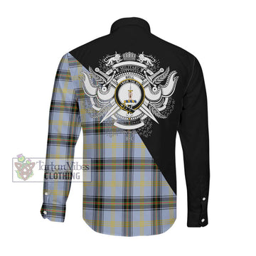 Bell of the Borders Tartan Long Sleeve Button Shirt with Family Crest and Military Logo Style