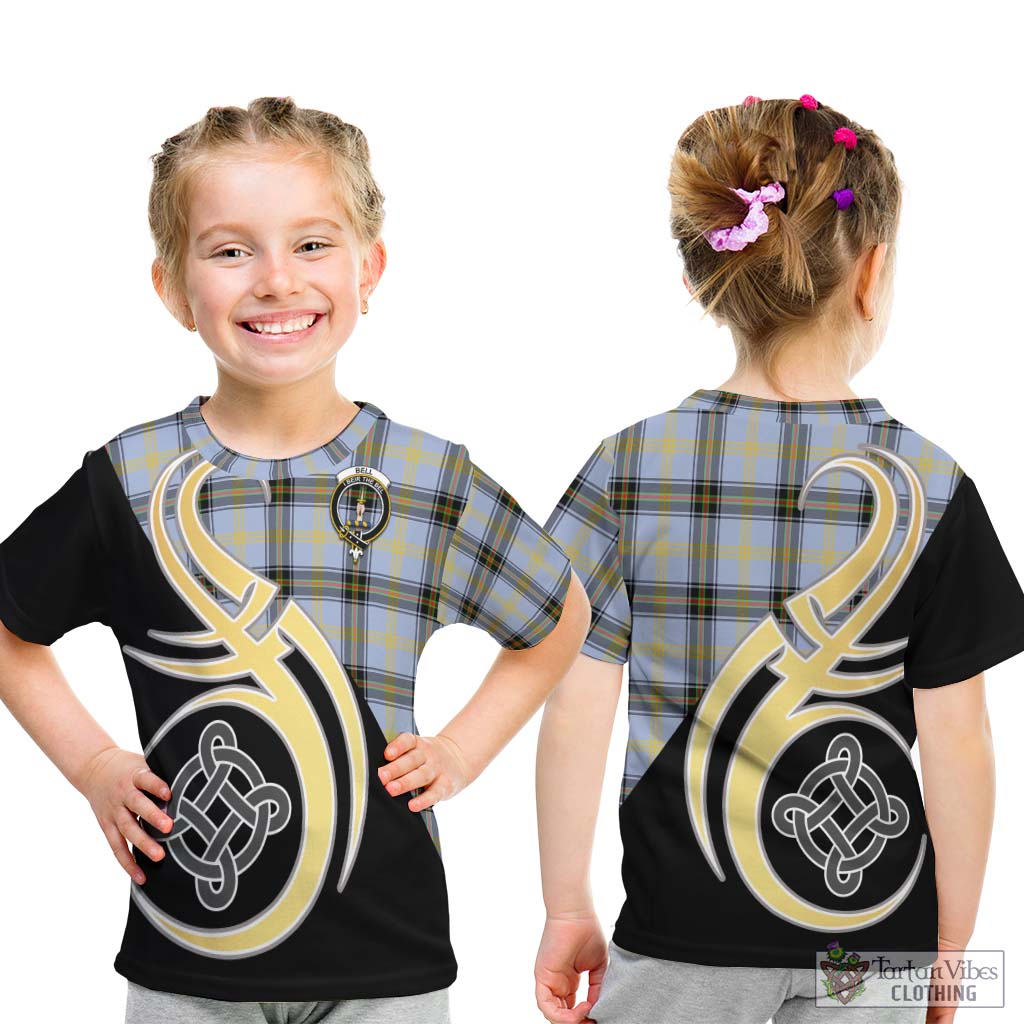 Bell of the Borders Tartan Kid T-Shirt with Family Crest and Celtic Symbol Style - Tartan Vibes Clothing