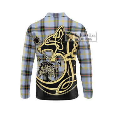 Bell of the Borders Tartan Long Sleeve Polo Shirt with Family Crest Celtic Wolf Style - Tartanvibesclothing Shop