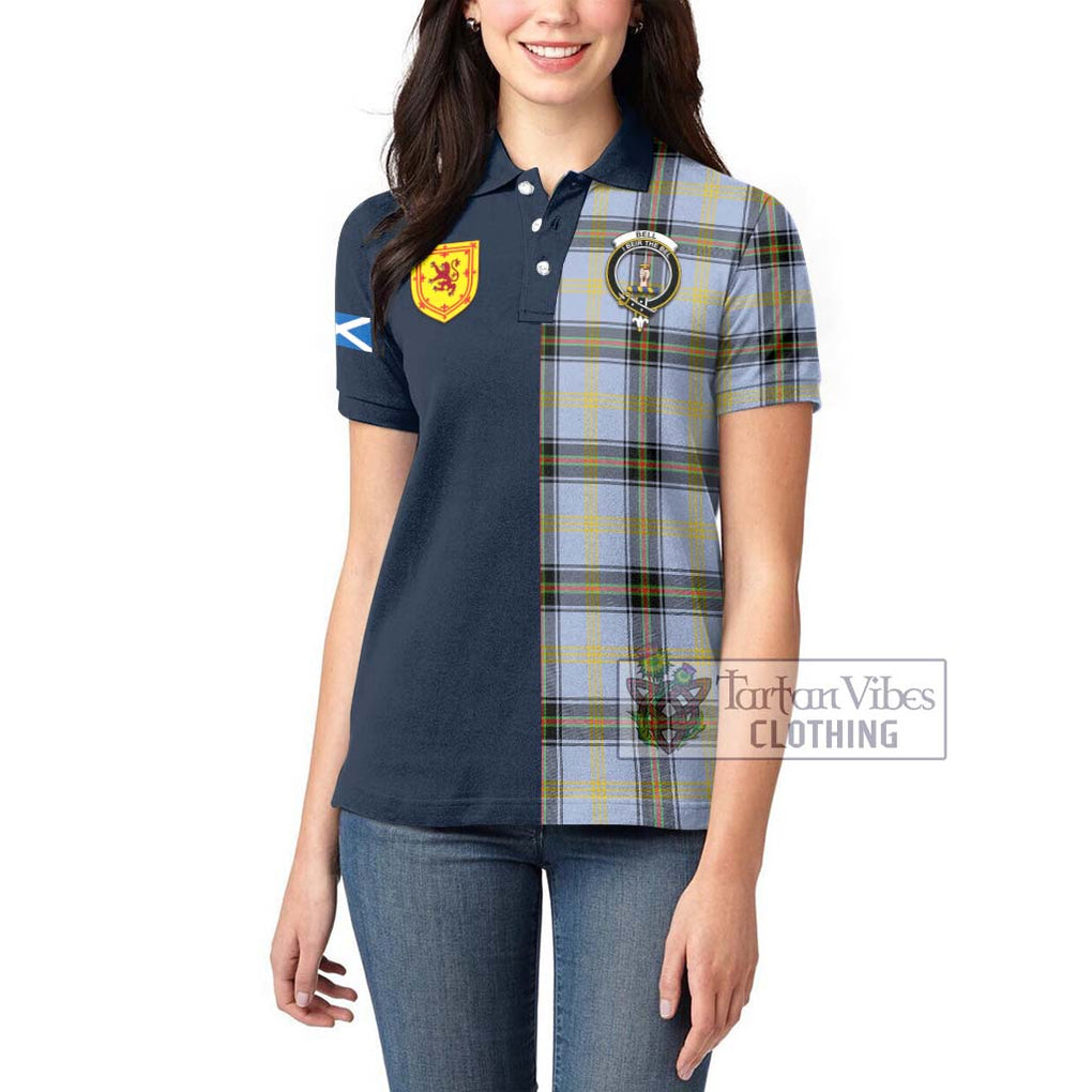 Tartan Vibes Clothing Bell of the Borders Tartan Women's Polo Shirt with Scottish Lion Royal Arm Half Style