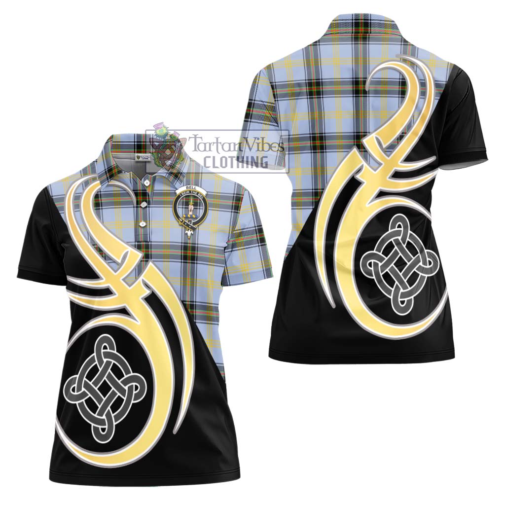 Bell of the Borders Tartan Women's Polo Shirt with Family Crest and Celtic Symbol Style - Tartan Vibes Clothing