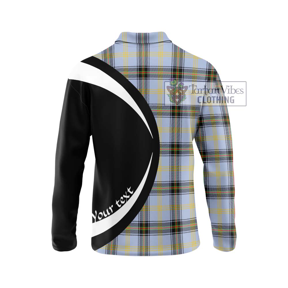 Bell of the Borders Tartan Long Sleeve Polo Shirt with Family Crest Circle Style - Tartan Vibes Clothing