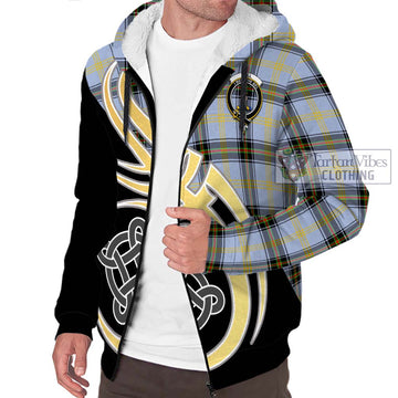 Bell of the Borders Tartan Sherpa Hoodie with Family Crest and Celtic Symbol Style - Tartan Vibes Clothing