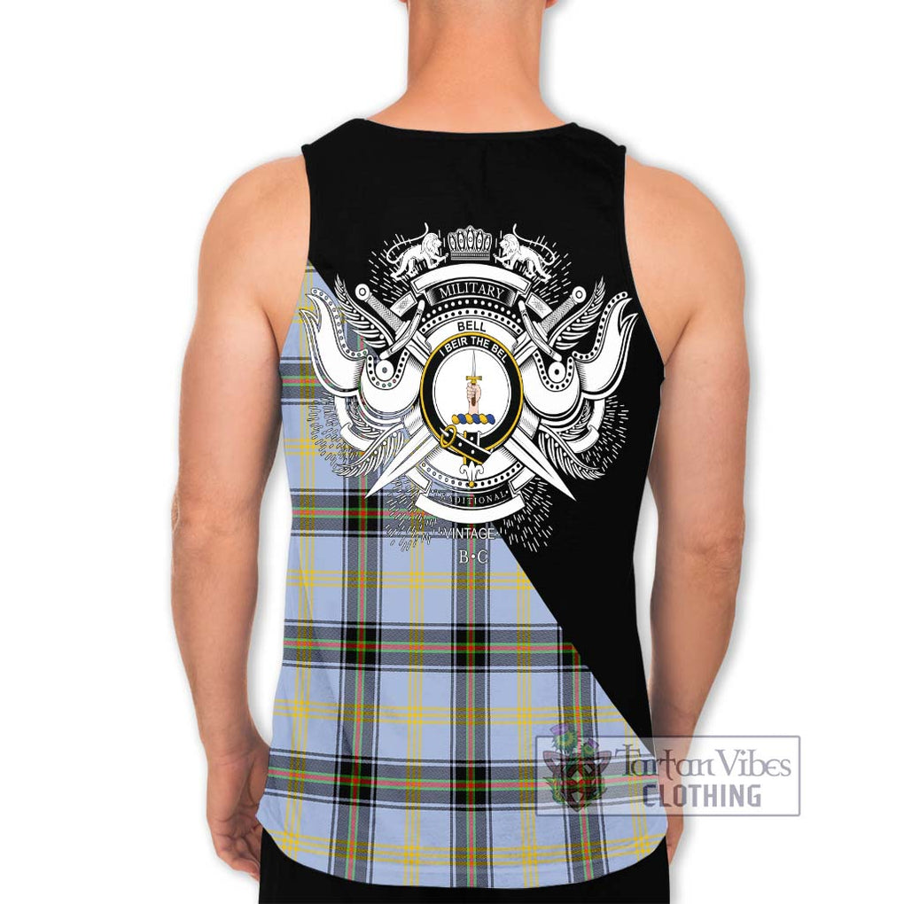 Bell of the Borders Tartan Men's Tank Top with Family Crest and Military Logo Style - Tartanvibesclothing Shop