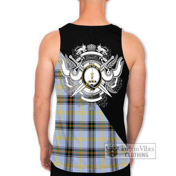 Bell of the Borders Tartan Men's Tank Top with Family Crest and Military Logo Style - Tartanvibesclothing Shop