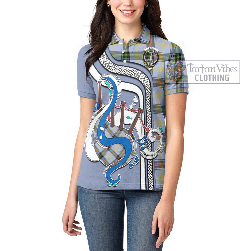 Bell of the Borders Tartan Women's Polo Shirt with Epic Bagpipe Style - Tartanvibesclothing Shop