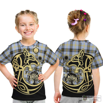 Bell of the Borders Tartan Kid T-Shirt with Family Crest Celtic Wolf Style - Tartan Vibes Clothing