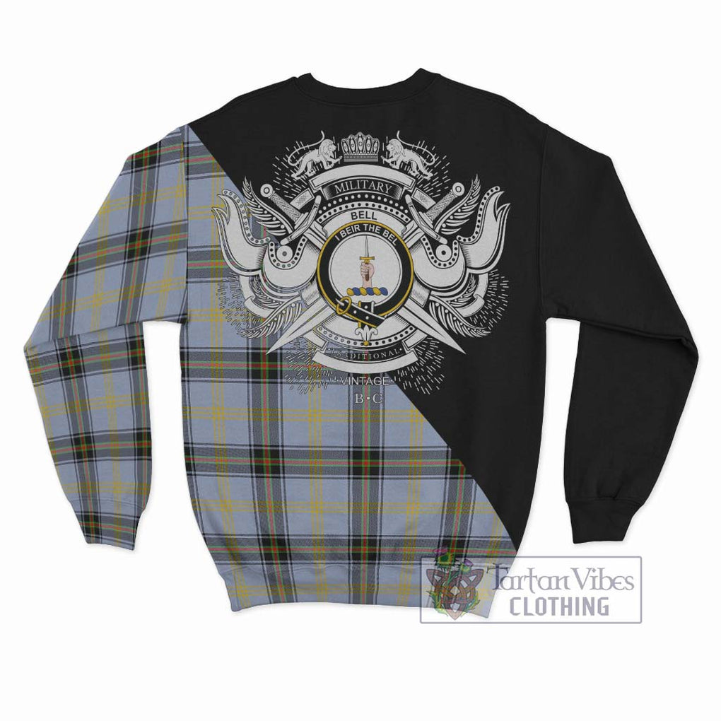 Bell of the Borders Tartan Sweatshirt with Family Crest and Military Logo Style - Tartanvibesclothing Shop