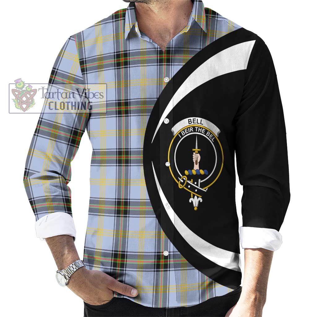 Bell of the Borders Tartan Long Sleeve Button Up with Family Crest Circle Style - Tartan Vibes Clothing