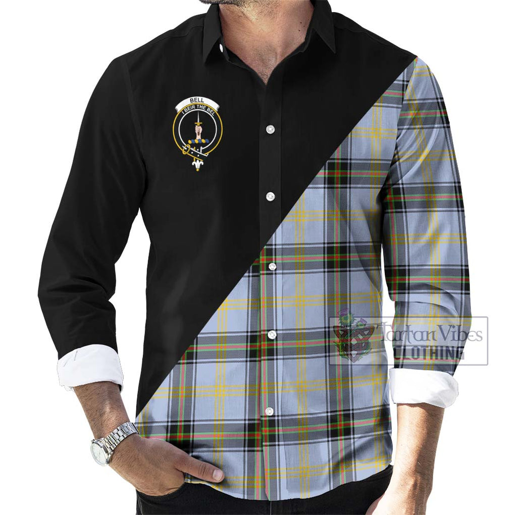 Bell of the Borders Tartan Long Sleeve Button Shirt with Family Crest and Military Logo Style - Tartanvibesclothing Shop
