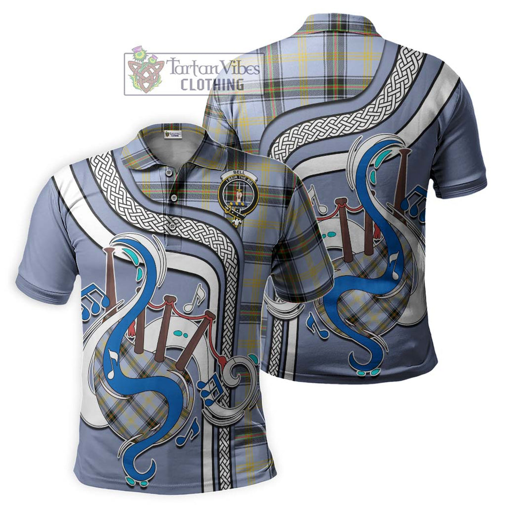 Tartan Vibes Clothing Bell of the Borders Tartan Polo Shirt with Epic Bagpipe Style
