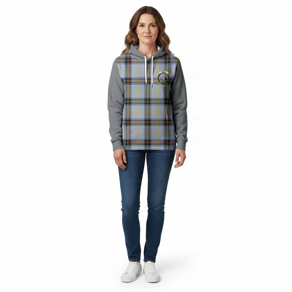 Bell Tartan Accent Cotton Hoodie with Family Crest