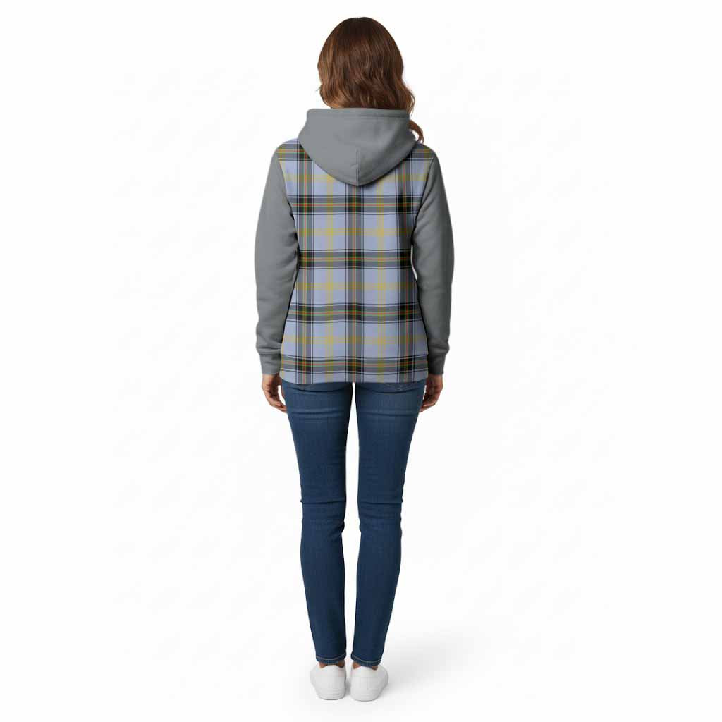 Bell Tartan Accent Cotton Hoodie with Family Crest