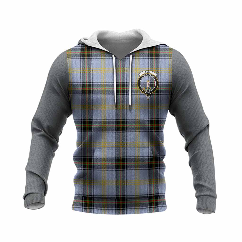 Bell Tartan Accent Knitted Hoodie with Family Crest
