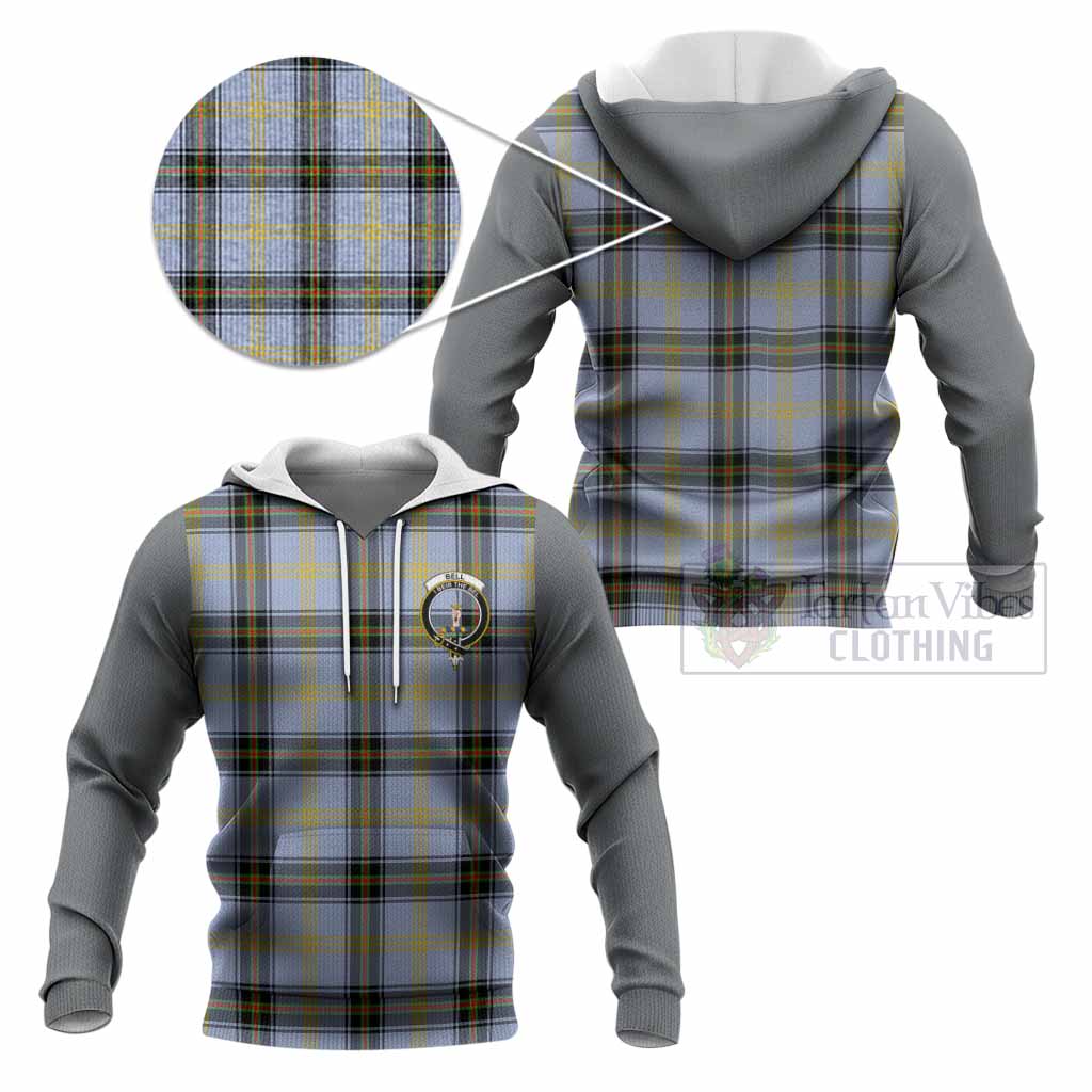 Bell Tartan Accent Knitted Hoodie with Family Crest
