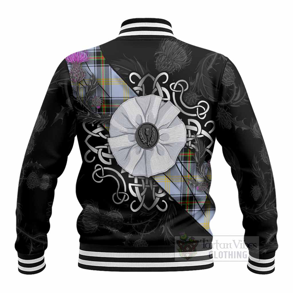 Bell Tartan Baseball Jacket Jacobite White Rose - Tartan Vibes Clothing