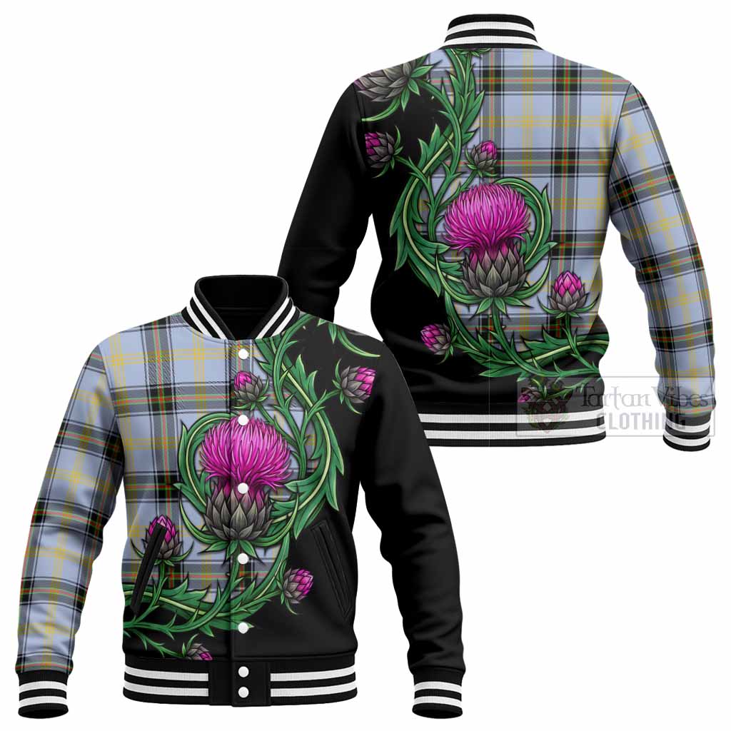 Bell Tartan Baseball Jacket Resilient Scottish Thistle - Tartan Vibes Clothing