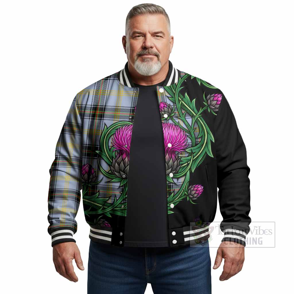 Bell Tartan Baseball Jacket Resilient Scottish Thistle - Tartan Vibes Clothing