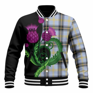 Bell Tartan Baseball Jacket Traditional Scottish Thistle