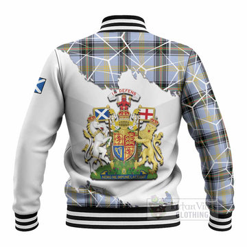Bell Tartan Baseball Jacket with Family Crest and Lion Rampant Grunge Style
