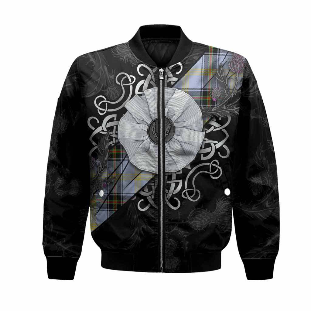 Bell Tartan Bomber Jacket Jacobite White Rose Unisex Black - Tartan Vibes Clothing