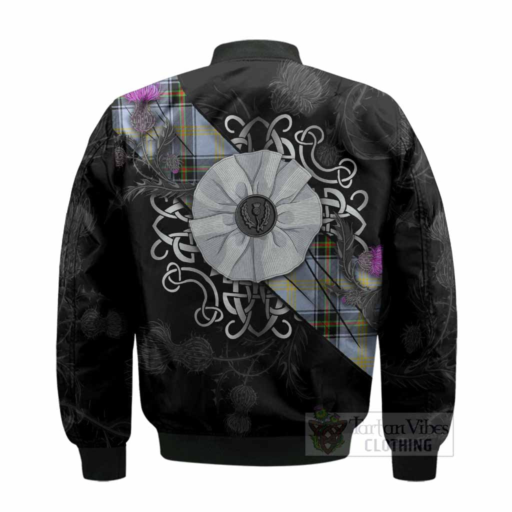 Bell Tartan Bomber Jacket Jacobite White Rose - Tartan Vibes Clothing