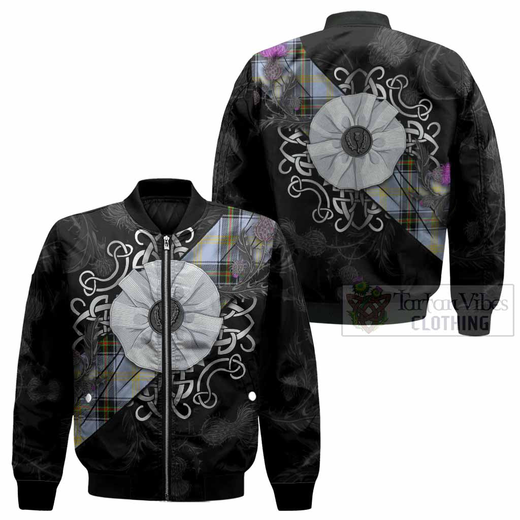 Bell Tartan Bomber Jacket Jacobite White Rose - Tartan Vibes Clothing