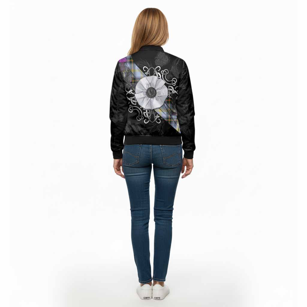 Bell Tartan Bomber Jacket Jacobite White Rose - Tartan Vibes Clothing