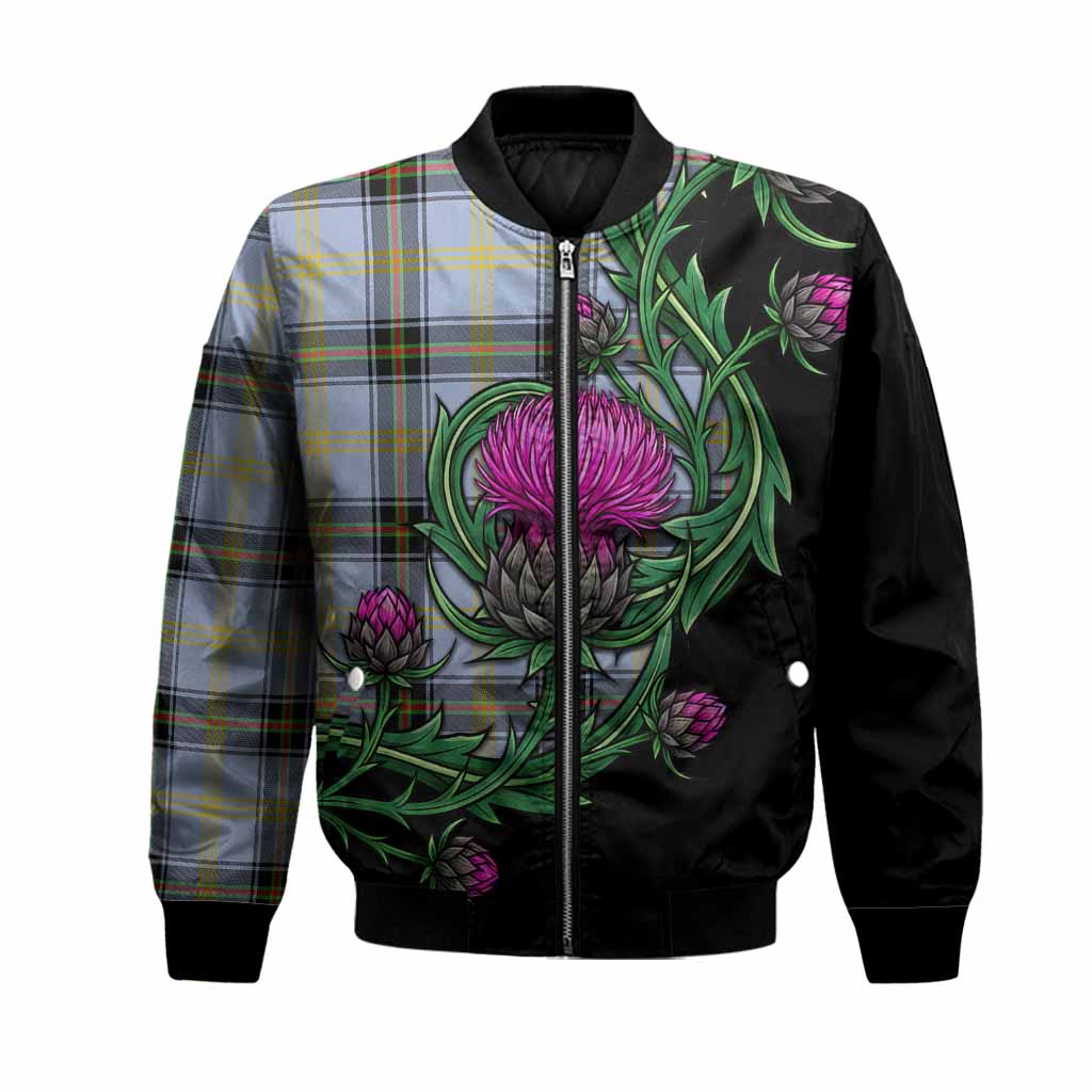 Bell Tartan Bomber Jacket Resilient Scottish Thistle Unisex Black - Tartan Vibes Clothing