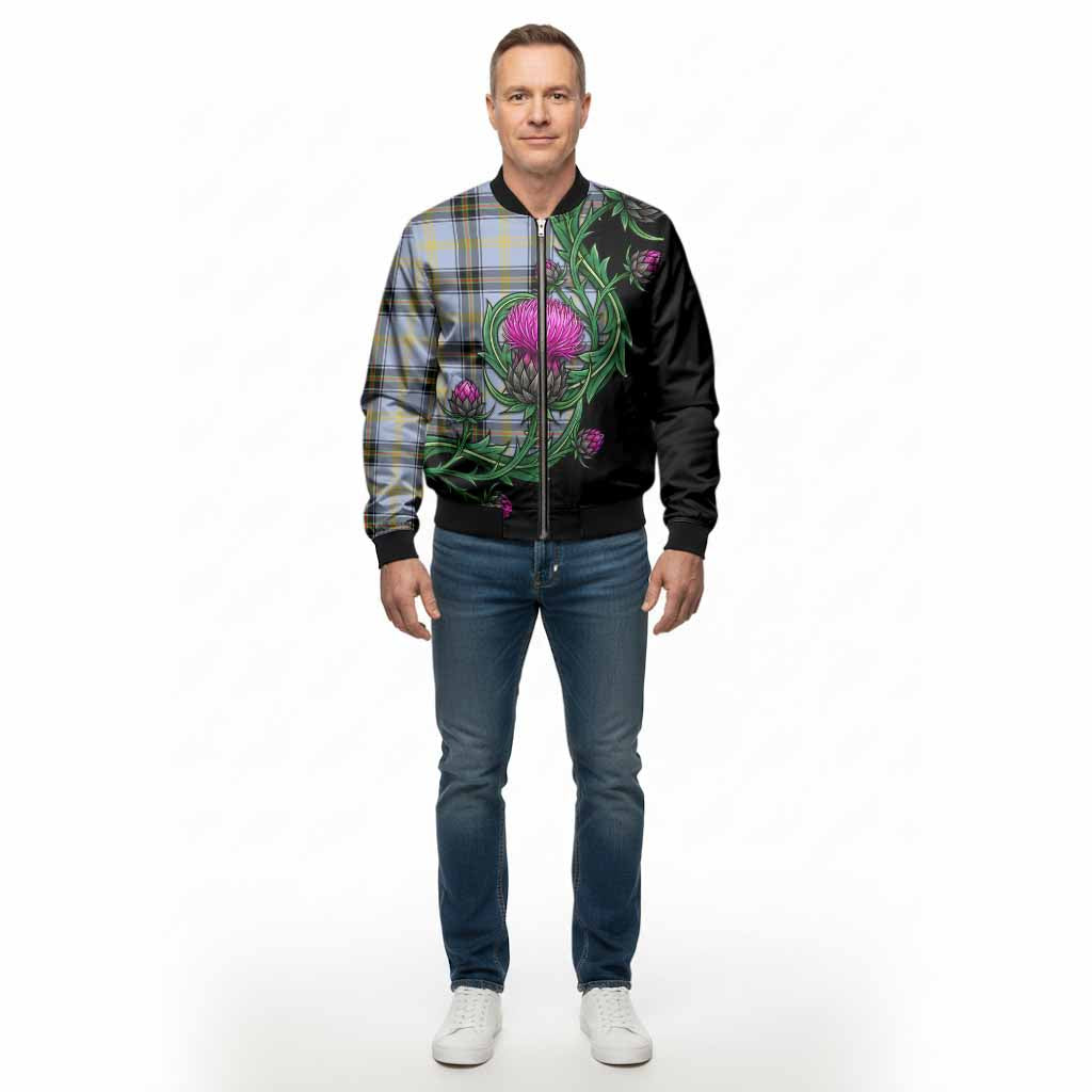 Bell Tartan Bomber Jacket Resilient Scottish Thistle - Tartan Vibes Clothing