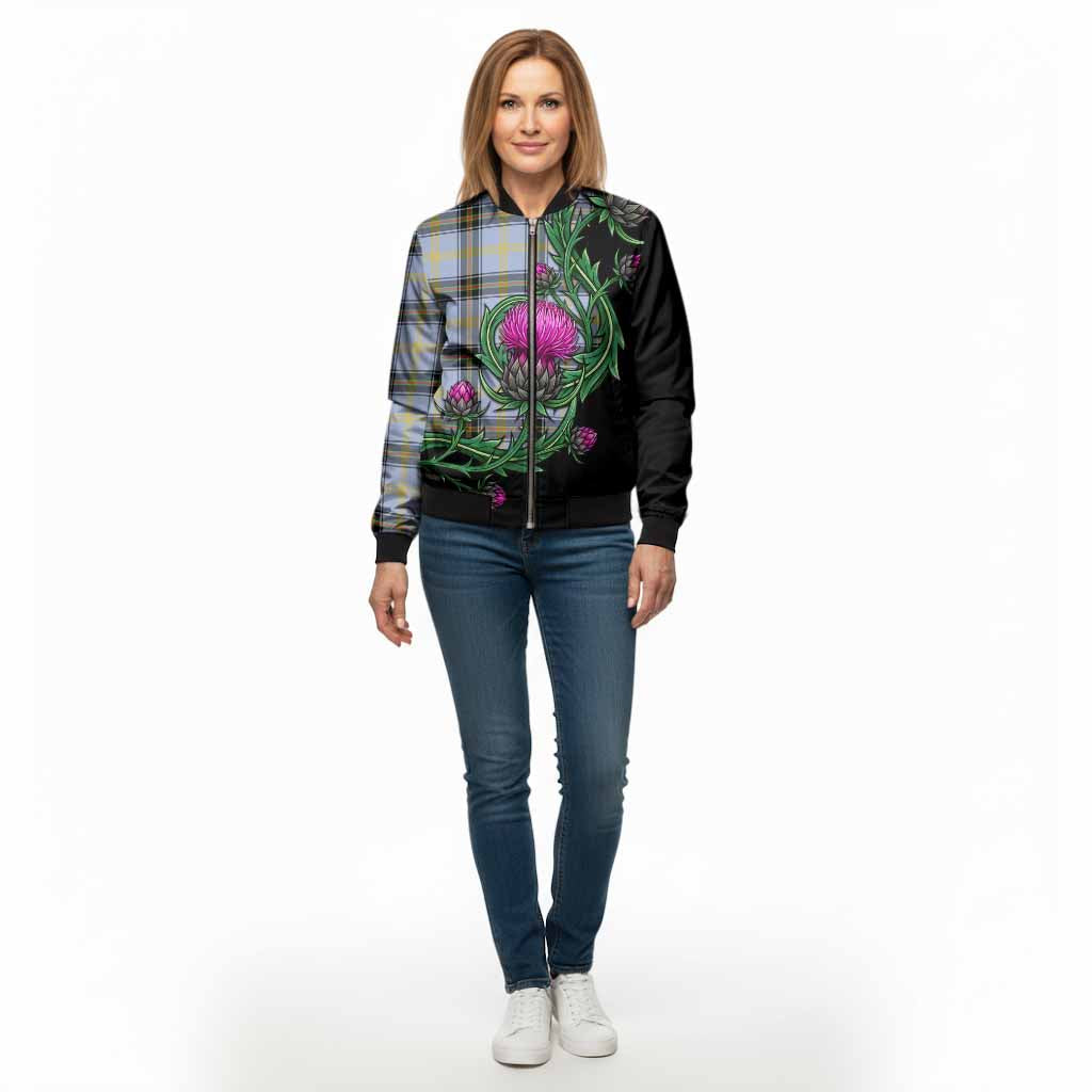 Bell Tartan Bomber Jacket Resilient Scottish Thistle - Tartan Vibes Clothing