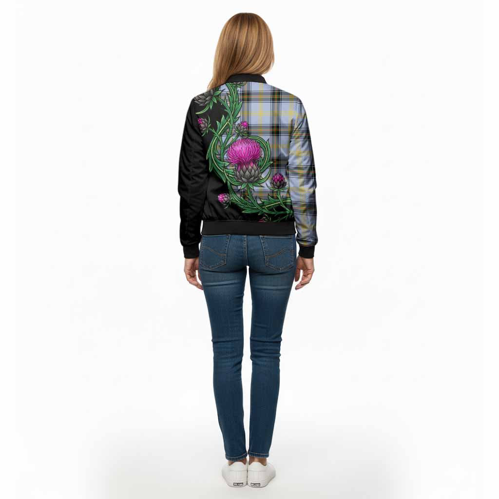 Bell Tartan Bomber Jacket Resilient Scottish Thistle - Tartan Vibes Clothing