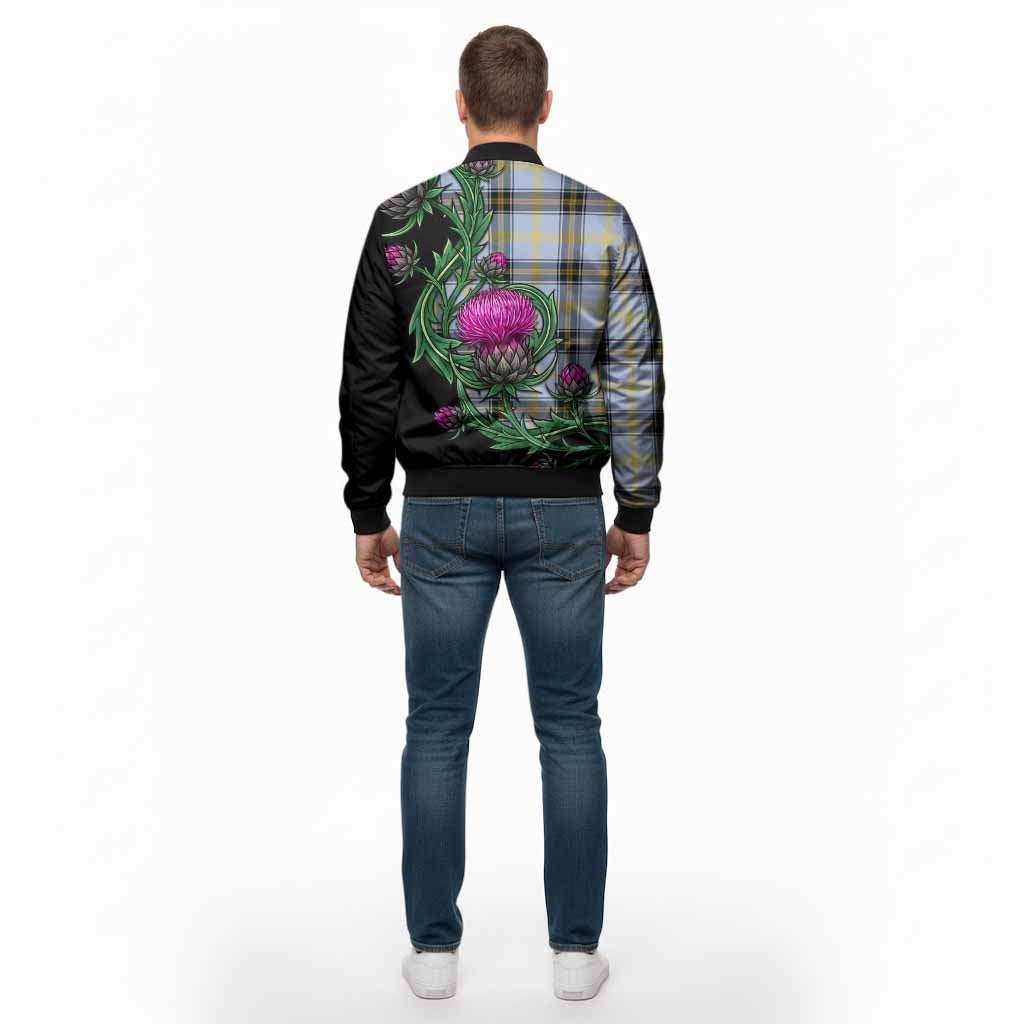 Bell Tartan Bomber Jacket Resilient Scottish Thistle - Tartan Vibes Clothing