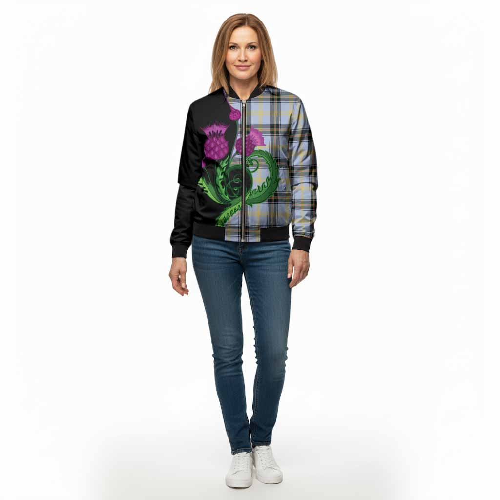Bell Tartan Bomber Jacket Traditional Scottish Thistle