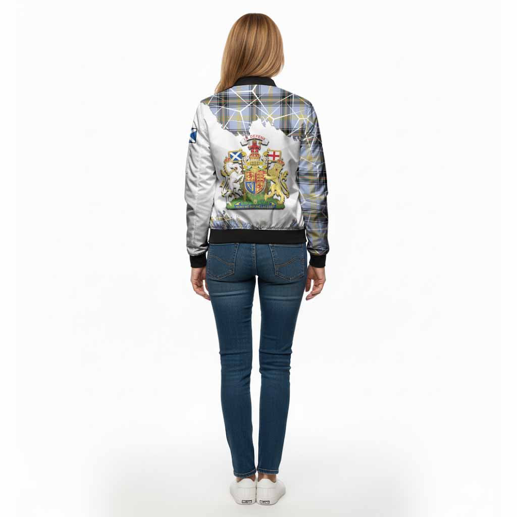 Bell Tartan Bomber Jacket with Family Crest and Lion Rampant Grunge Style