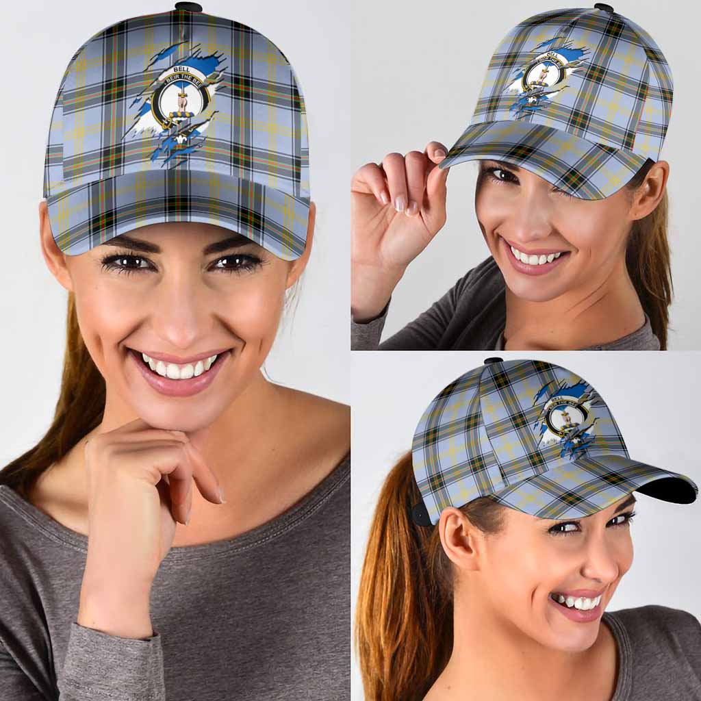 Bell Tartan Classic Cap with Family Crest In Me Style