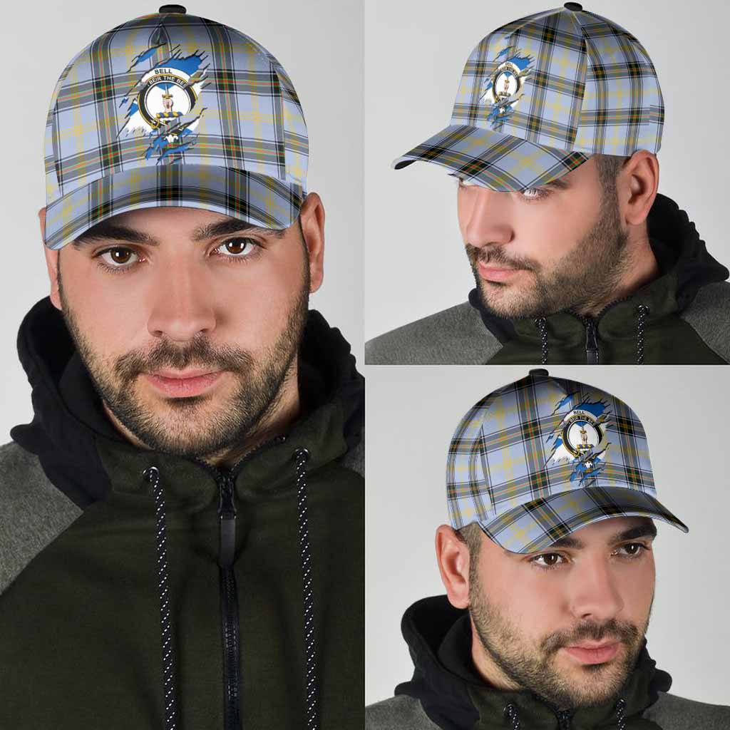 Bell Tartan Classic Cap with Family Crest In Me Style