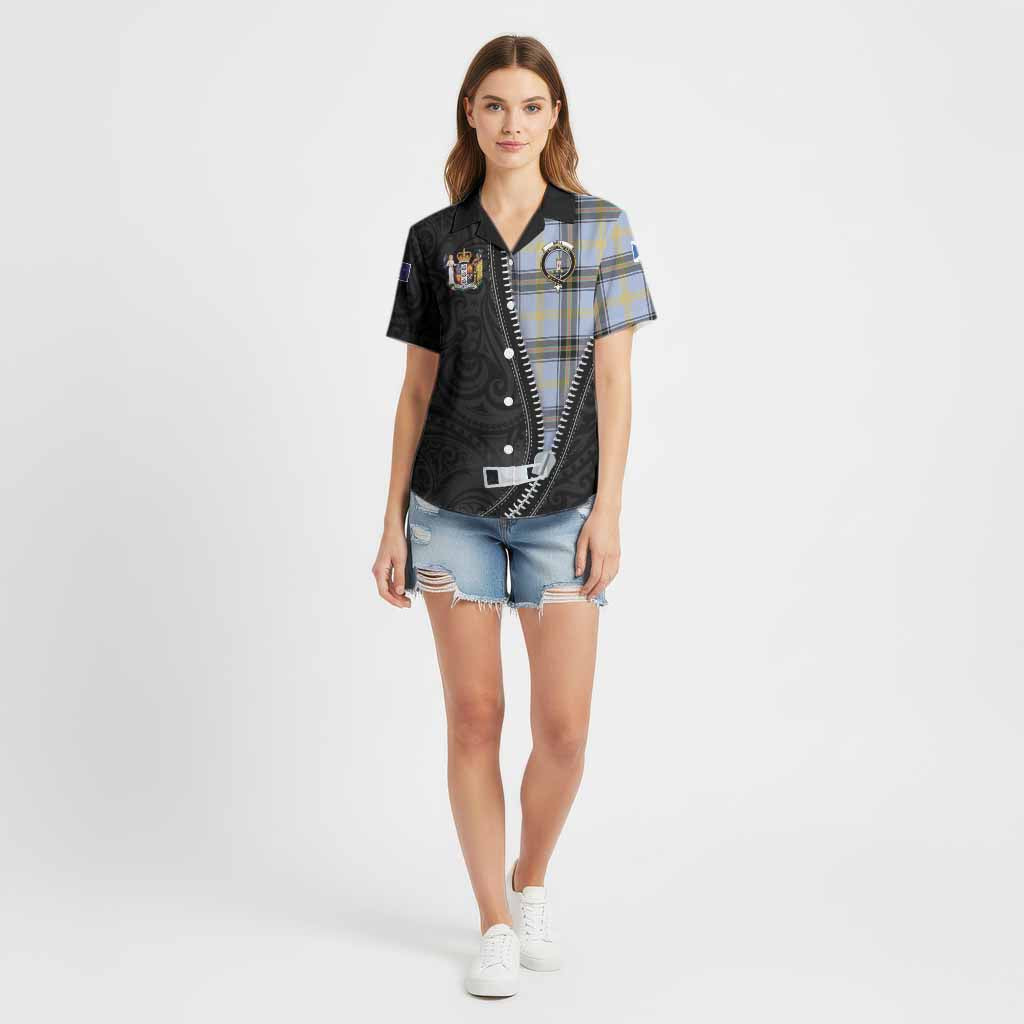 Bell Tartan Cotton Hawaiian Shirt New Zealand Pattern Unique Zipper Stylized