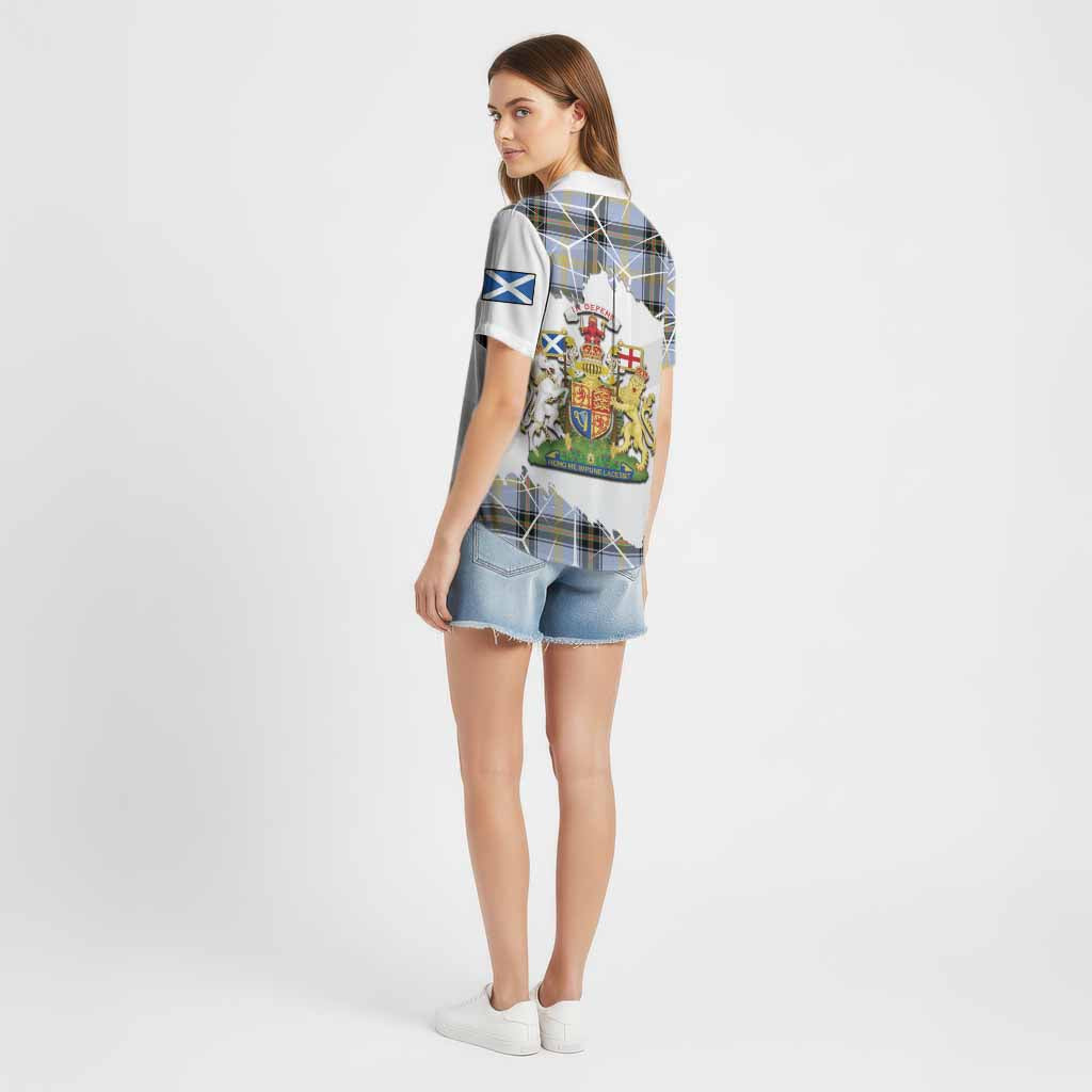 Bell Tartan Cotton Hawaiian Shirt with Family Crest and Lion Rampant Grunge Style