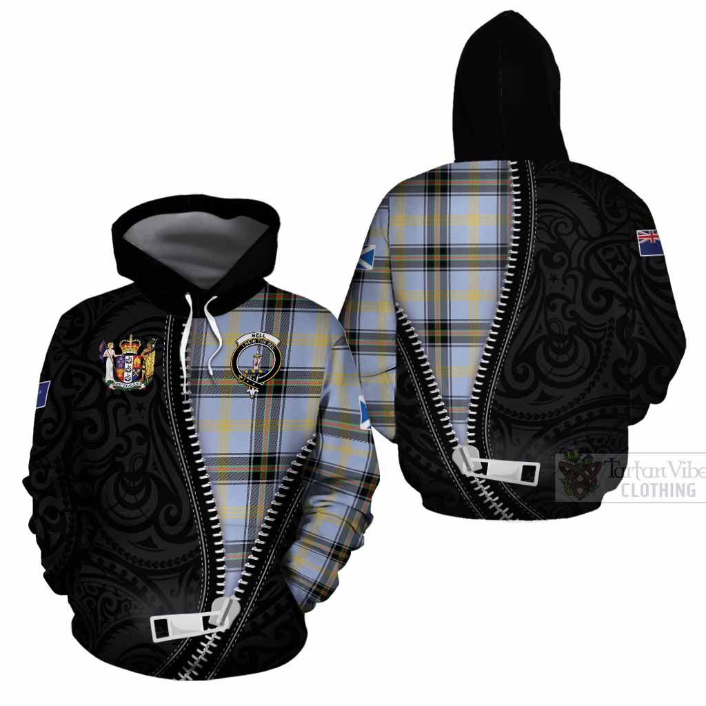 Bell Tartan Cotton Hoodie New Zealand Pattern Unique Zipper Stylized