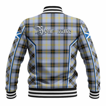 Bell Tartan Crest Baseball Jacket Scotland Coat of Arm Flag Style