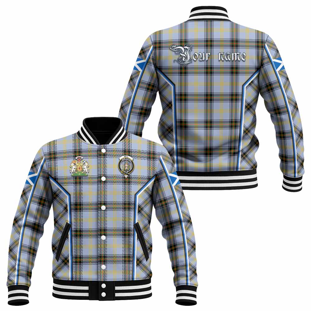 Bell Tartan Crest Baseball Jacket Scotland Coat of Arm Flag Style - Tartan Vibes Clothing
