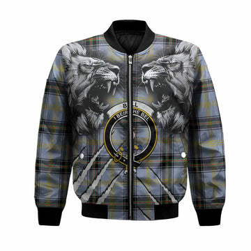 Bell Tartan Crest Bomber Jacket Ferocious Lion Style
