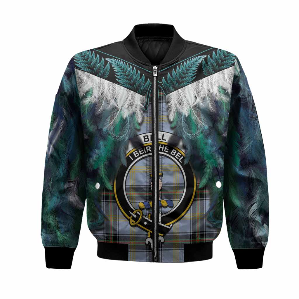 Bell Tartan Crest Bomber Jacket New Zealand Maori Korowai Cloak